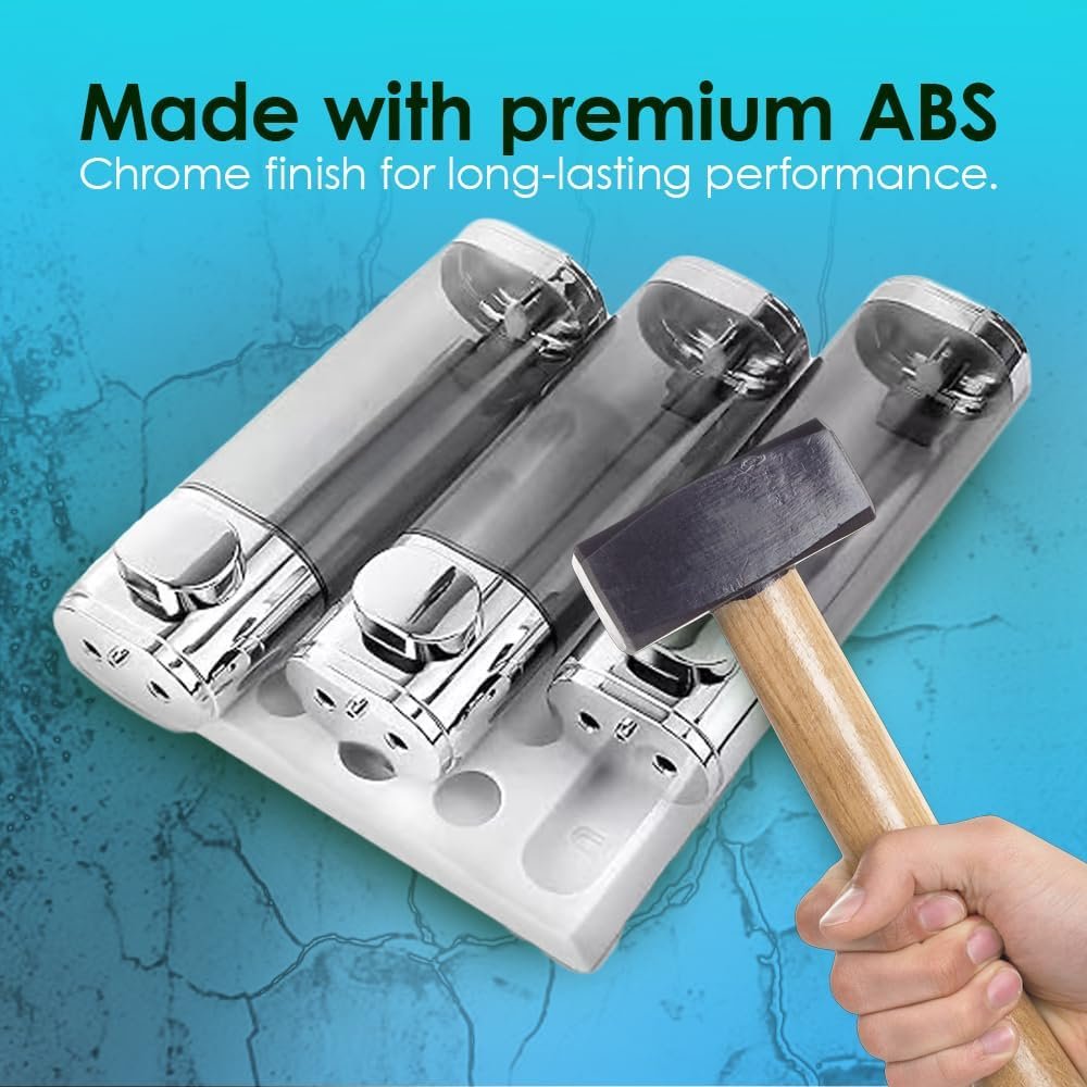 3 Chamber Shampoo & Conditioner Dispenser – Wall Mounted - Image 2