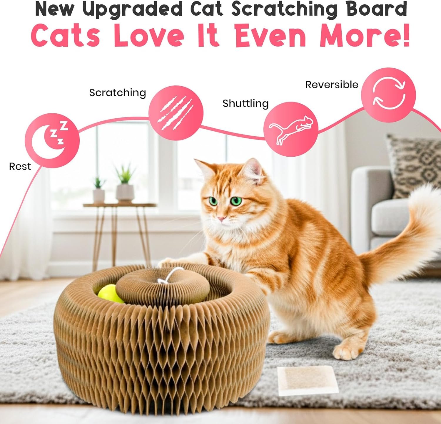LUBANA Foldable Cat Scratcher + Ball - Image 4