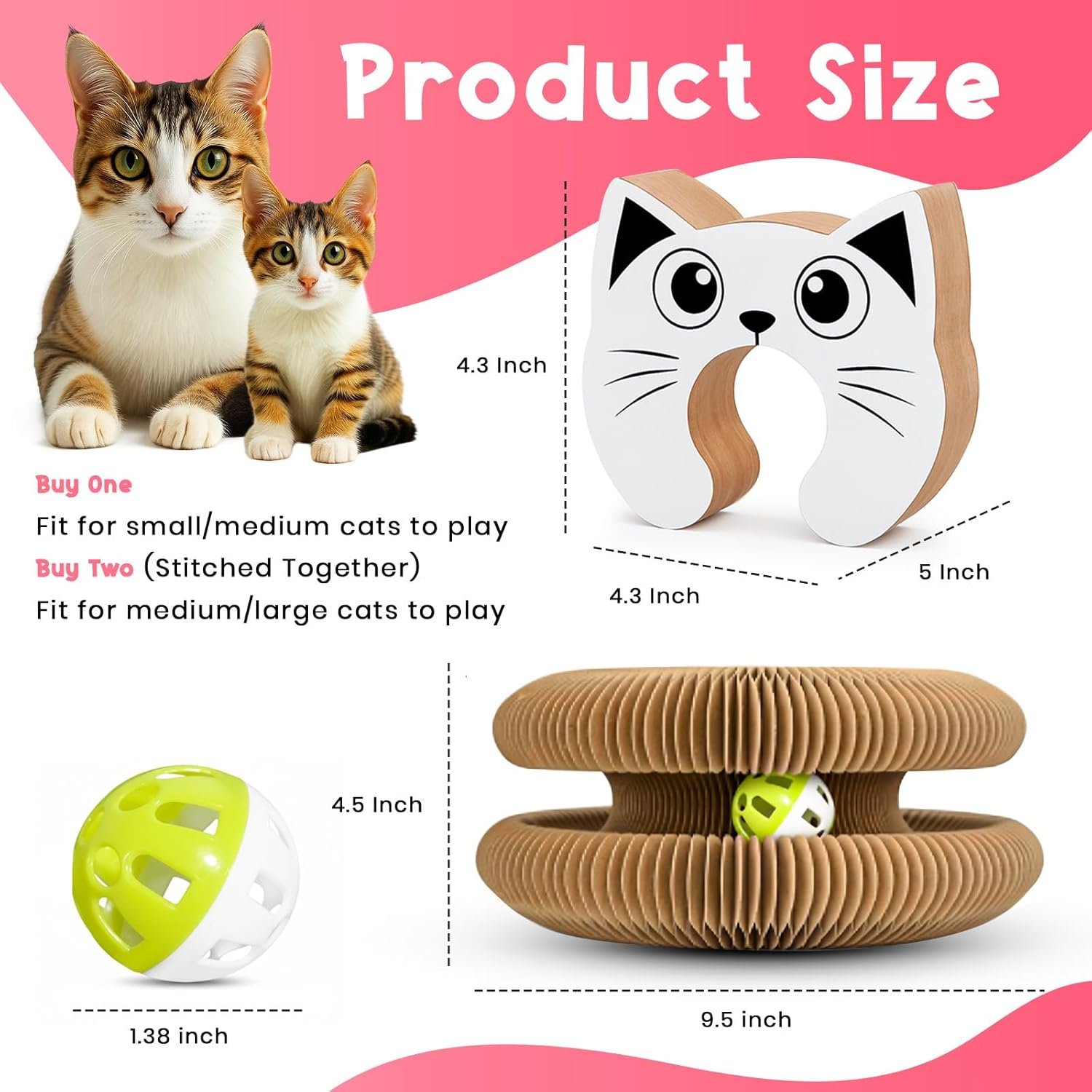 LUBANA Foldable Cat Scratcher + Ball - Image 3
